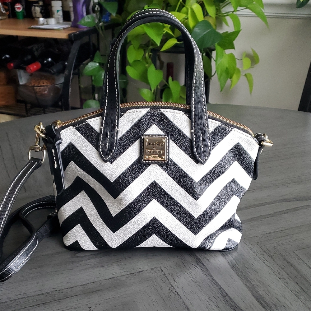 Dooney & Bourke Black and White Chevron Crossbody Bag